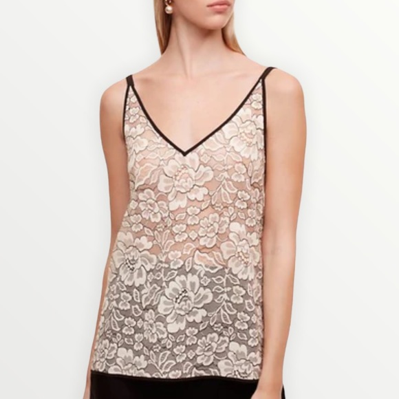 Babaton Black and Cream Lace Tank Top - Picture 1 of 6